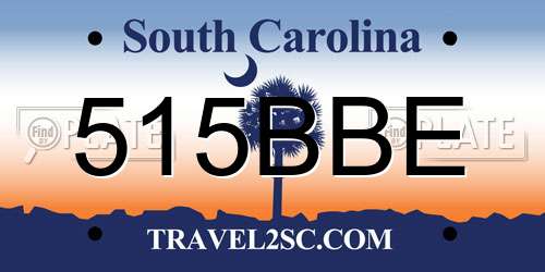 515BBE South Carolina License Plate