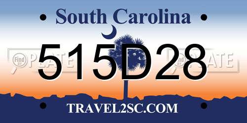 515D28 South Carolina License Plate