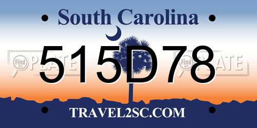 515D78 South Carolina License Plate