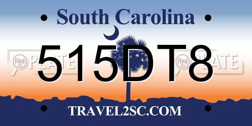 515DT8 South Carolina License Plate