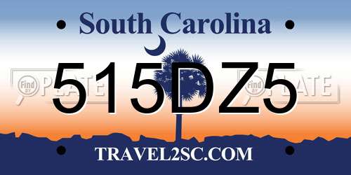515DZ5 South Carolina License Plate