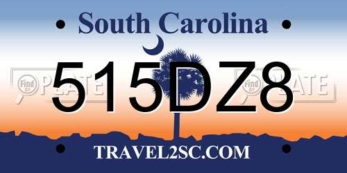 515DZ8 South Carolina License Plate