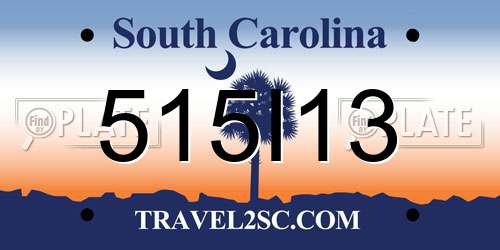 515I13 South Carolina License Plate