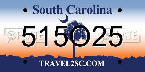 515O25 South Carolina License Plate