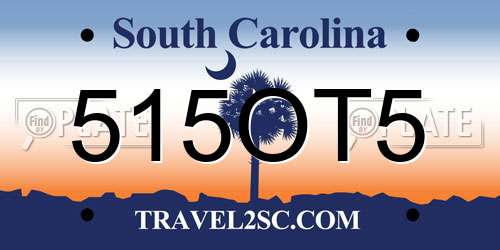 515OT5 South Carolina License Plate