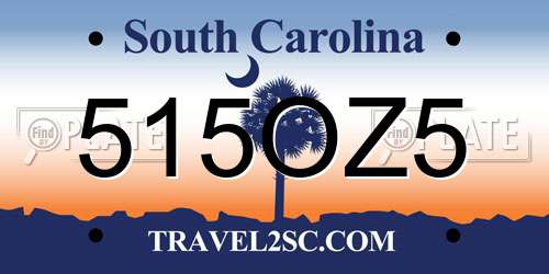 515OZ5 South Carolina License Plate