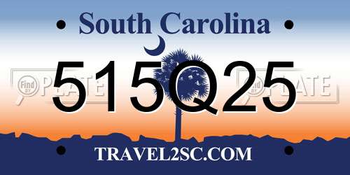 515Q25 South Carolina License Plate