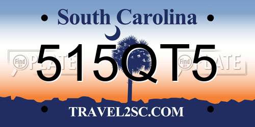 515QT5 South Carolina License Plate