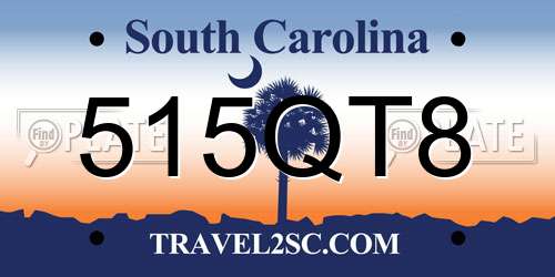 515QT8 South Carolina License Plate