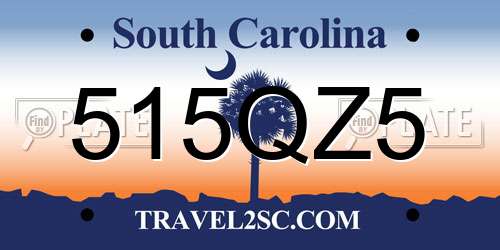 515QZ5 South Carolina License Plate