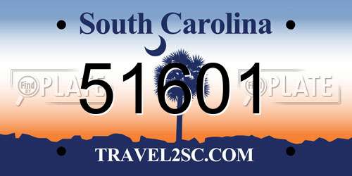 51601 South Carolina License Plate