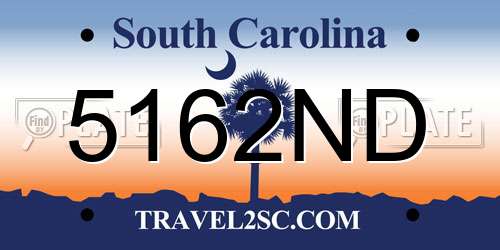 5162ND South Carolina License Plate