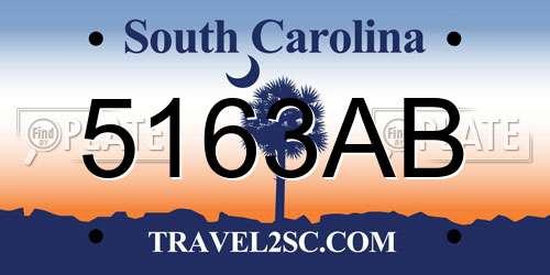 5163AB South Carolina License Plate