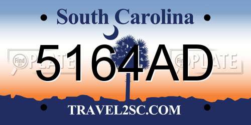 5164AD South Carolina License Plate