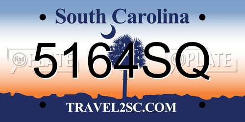 5164SQ South Carolina License Plate
