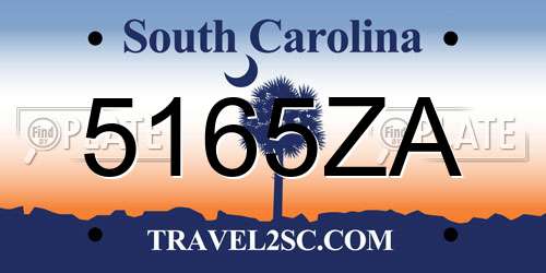 5165ZA South Carolina License Plate