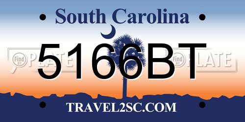 5166BT South Carolina License Plate