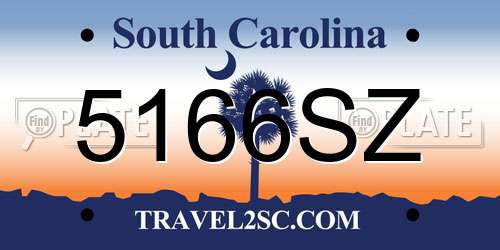 5166SZ South Carolina License Plate