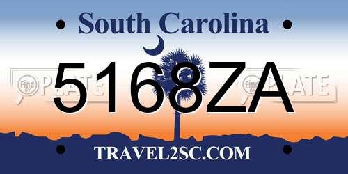 5168ZA South Carolina License Plate