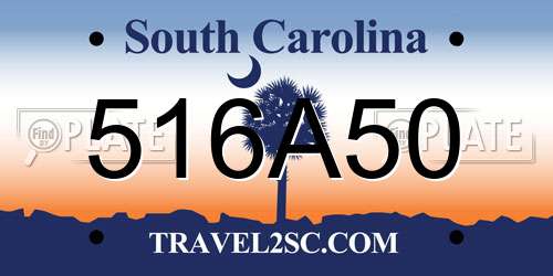 516A50 South Carolina License Plate