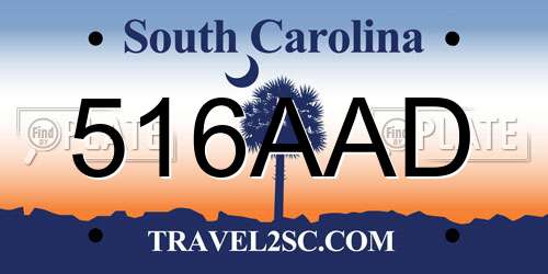 516AAD South Carolina License Plate