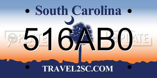 516AB0 South Carolina License Plate