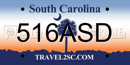 516ASD South Carolina License Plate