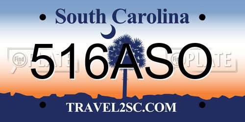 516ASO South Carolina License Plate