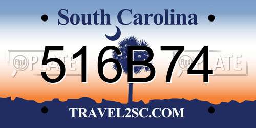 516B74 South Carolina License Plate