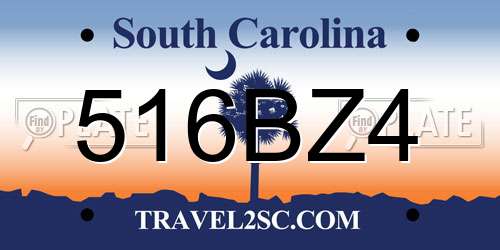 516BZ4 South Carolina License Plate