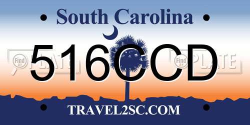 516CCD South Carolina License Plate