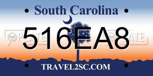 516EA8 South Carolina License Plate