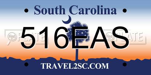516EAS South Carolina License Plate