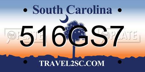 516GS7 South Carolina License Plate