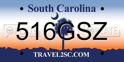 516GSZ South Carolina License Plate