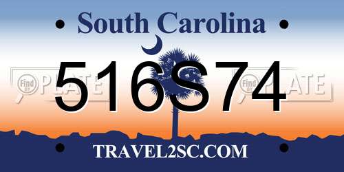 516S74 South Carolina License Plate