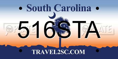 516STA South Carolina License Plate