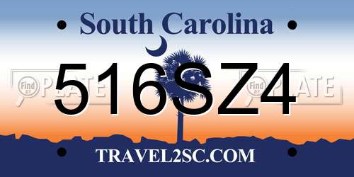 516SZ4 South Carolina License Plate