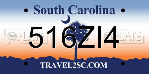516ZI4 South Carolina License Plate