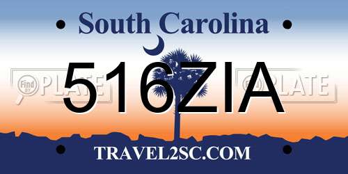 516ZIA South Carolina License Plate
