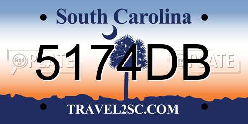 5174DB South Carolina License Plate