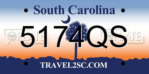 5174QS South Carolina License Plate