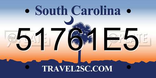 51761E5 South Carolina License Plate