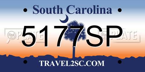 5177SP South Carolina License Plate