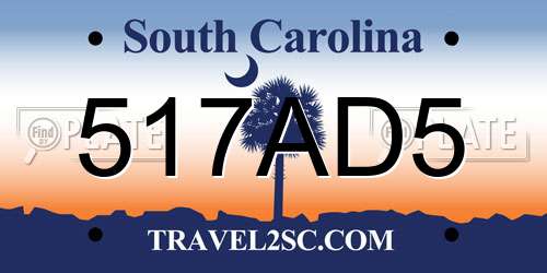 517AD5 South Carolina License Plate