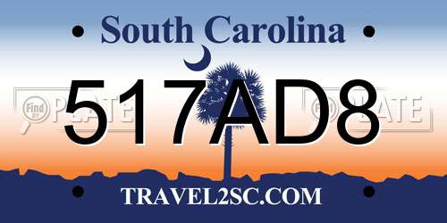 517AD8 South Carolina License Plate