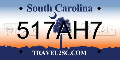 517AH7 South Carolina License Plate