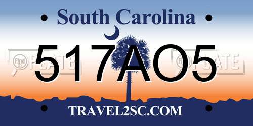 517AO5 South Carolina License Plate