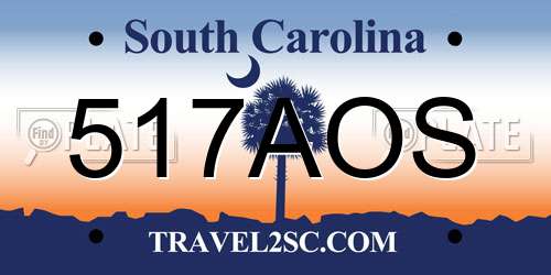 517AOS South Carolina License Plate
