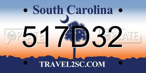 517D32 South Carolina License Plate